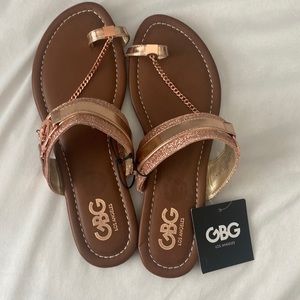 Rose gold gbg Los Angeles sandals